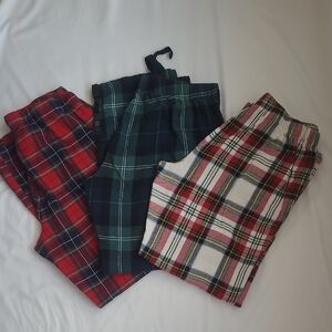 Old Navy Women's Plaid Pajama Pants Bundle - Red, Green, White